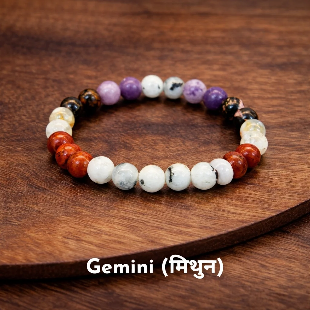 Gemini (मिथुन) Zodiac Crystal Bracelet – Balance & Communication